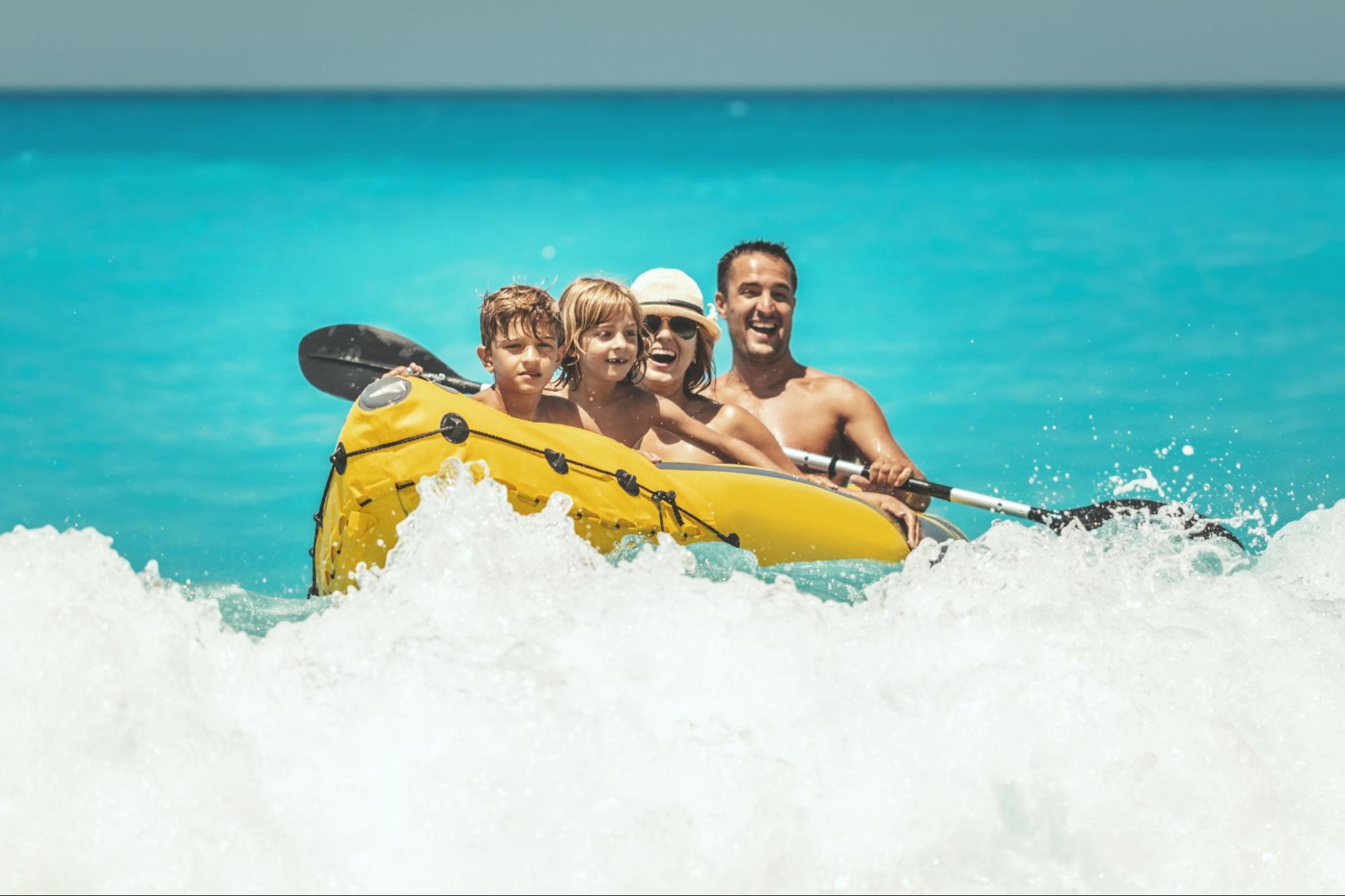 A family enjoying kayaking.
